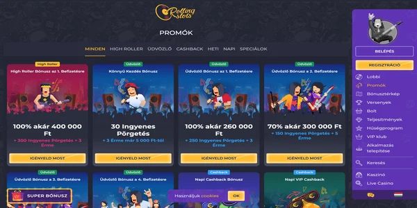 Rolling Slots Casino welcome bonus page on mobile