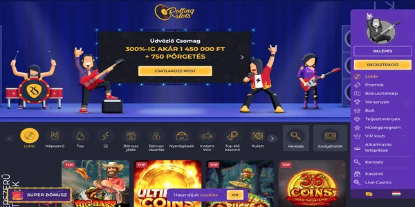 Rolling Slots Casino mobile home screen