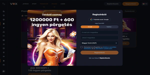 Vox Casino registration flow on mobile