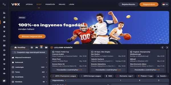 Vox Casino sports betting selection on mobile